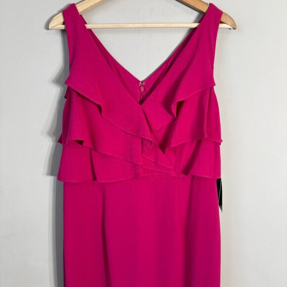 Adrianna Papell Ruffle Crepe Maxi Gown Women's 10 Pink Formal Dress Party NWT - Picture 5 of 16